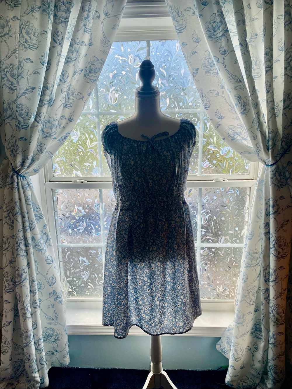 SHEIN Blue Floral Short Sleeve Mini Dress